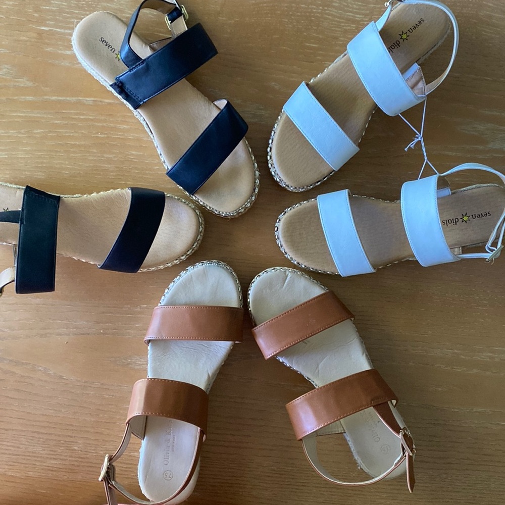 BUNDLE OF STUDDED BROWN, BLACK, & WHITE ESPADRILLE PLATFORM SHOES!
